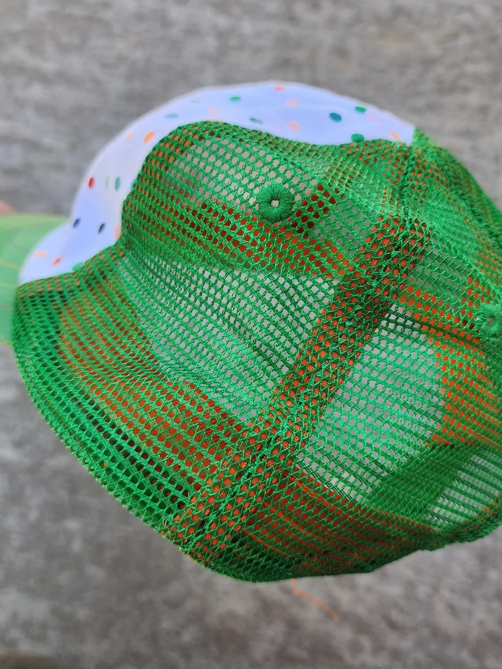 Nike Multicolor‎ Polka Dot Cap Green Mesh Snapback Hat Red Swoosh, Child Size